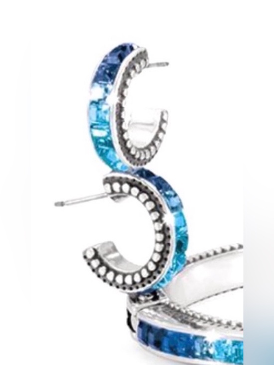 Brighton Jewelry - 🦋💎 BRIGHTON BLUE SPECTRUM  SWAROVSKI CRYSTAL TOPAZ SLVR Earrings MINT CONDITION!